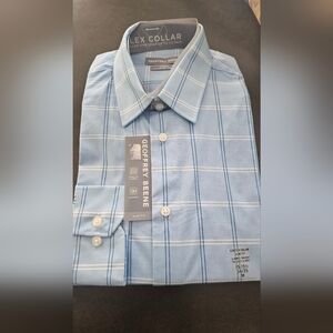 Geoffrey Beene Light Blue Plaid Men's Dress Shirt